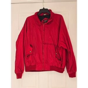 Authentic Imports Mens Red Harrington Bomber Jacket Flannel L Vintage thrashed